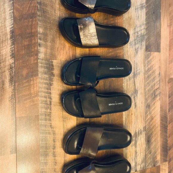 Donald Pliner Fiji Slide Wedge Sandals Women 7.5 Thong Platform - BLACK - Picture 4 of 9